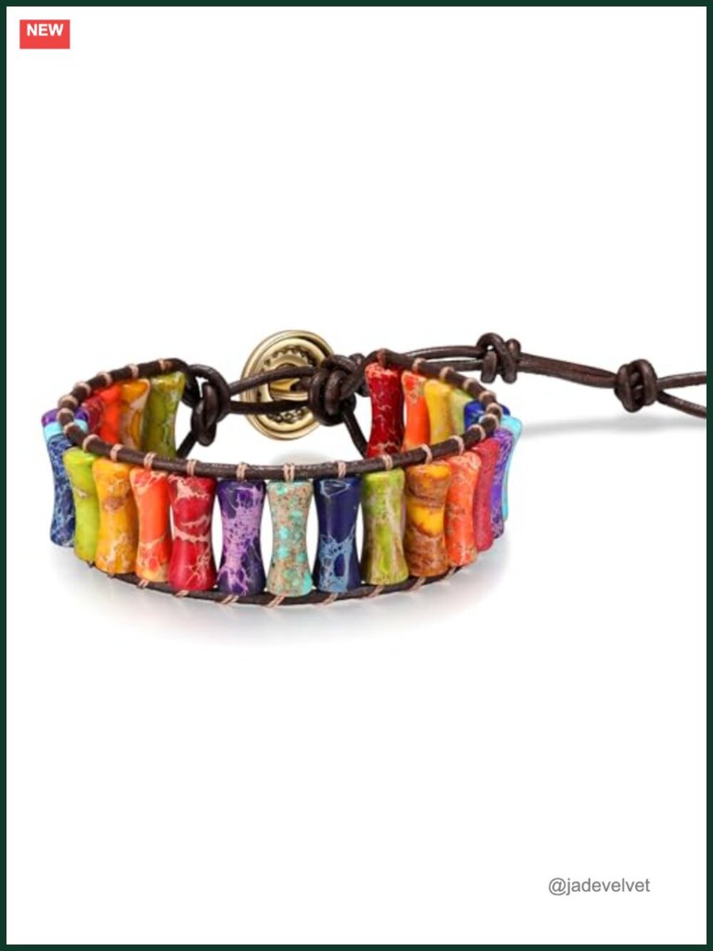 Natural Jasper Stone 7 Chakra Healing Bracelet Adjustable, Handmade Bohemian